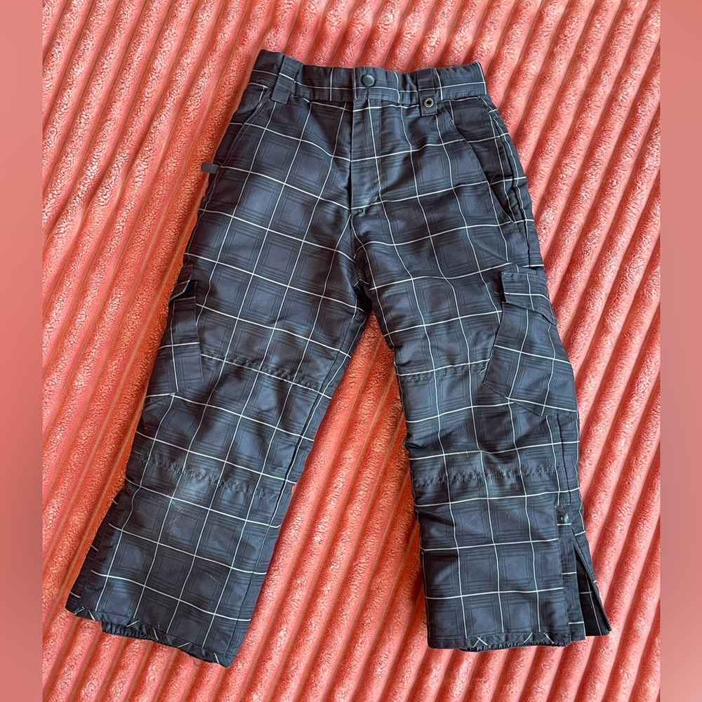 Falls Creek Kids Gray Checkered Snow Pants, Size 6/7